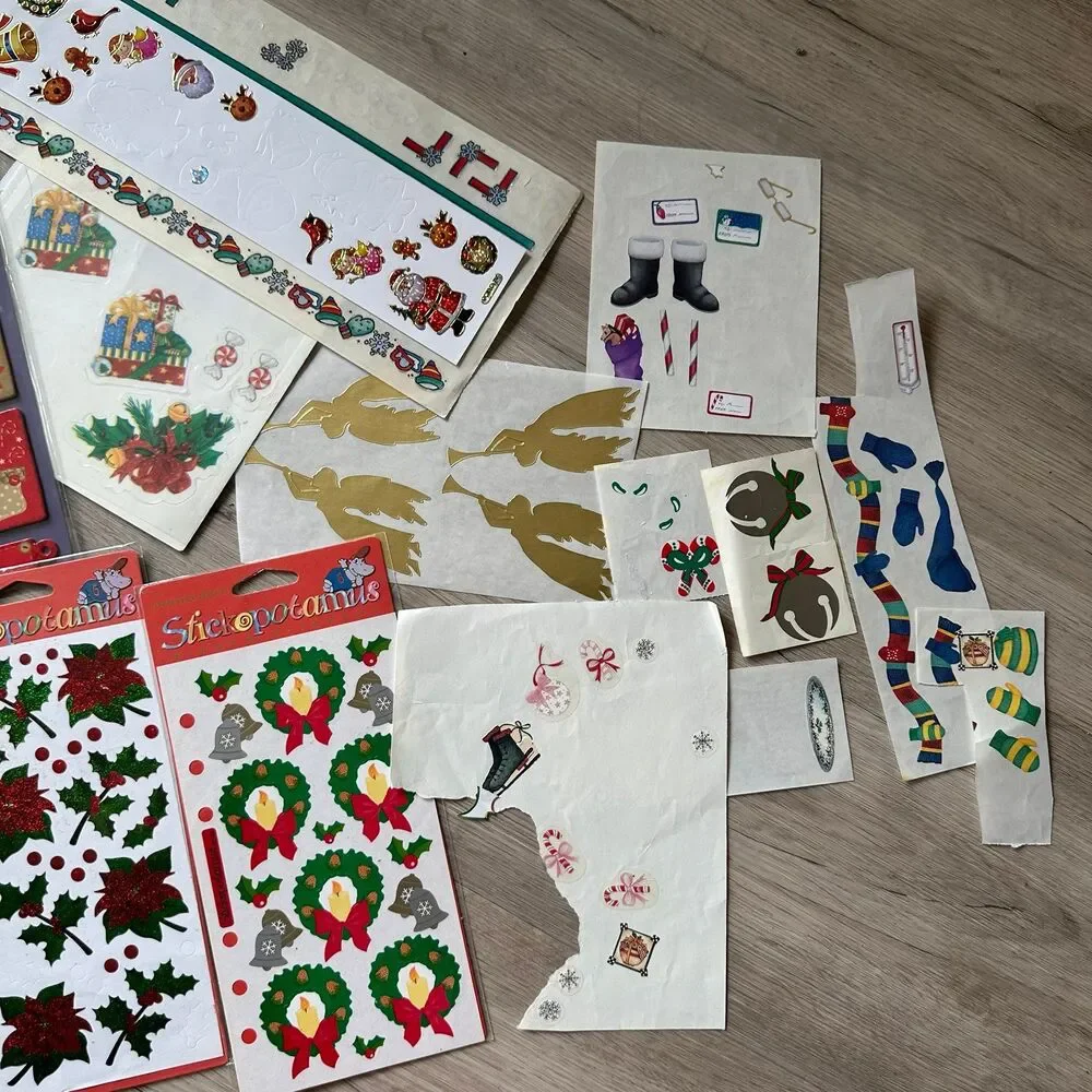 Christmas Holiday Stickers & Notes Lot - 8 New Sealed Packages & Several Loose